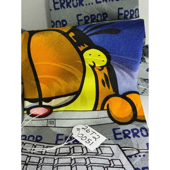 Garfield Cyber Cat Silk Tie Vintage Paws Addiction Computer Error Mouse Blue 4in - Picture 7 of 7